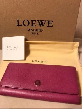 LOEWE Fuchsia Grain Leather Continental Wallet